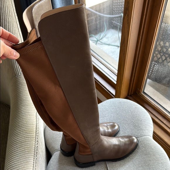 Stuart Weitzman City two tone Leather Riding Boots - Picture 1 of 5